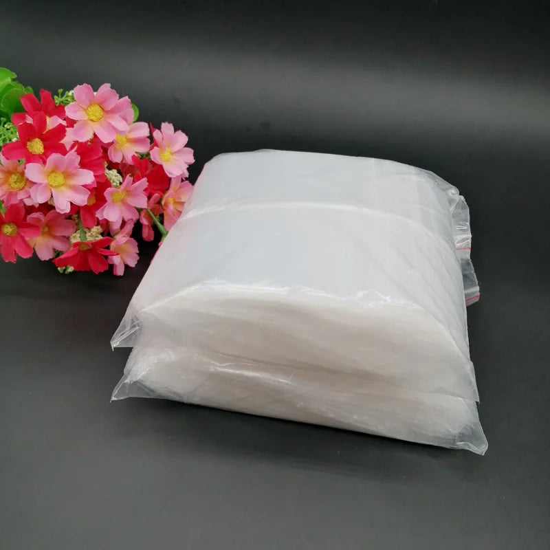 500pcs White Plastic Zip Lock Plastic Bags PE Ziplock Bags Clear Storage Bag Gift Packaging Bags Reclosable Ziplock Bag Pouches