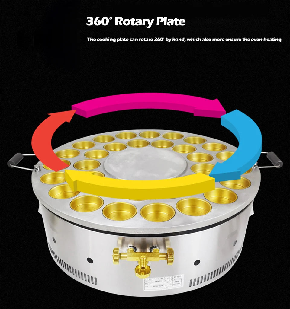 DS32R 32-Hole Commercial Gas Red Bean Cake & Burger Wheel Machine - Versatile Waffle & Pie Maker for Snack Preparation