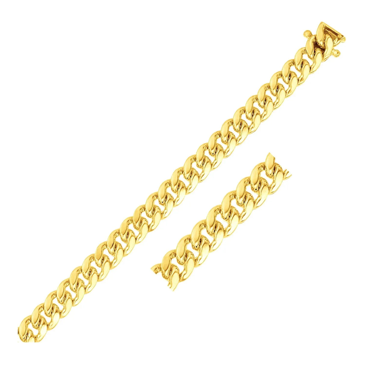 UD2 8.2mm 10k Solid Miami Cuban Bracelet Classic Yellow Gold Fine Chain & Link Bracelets