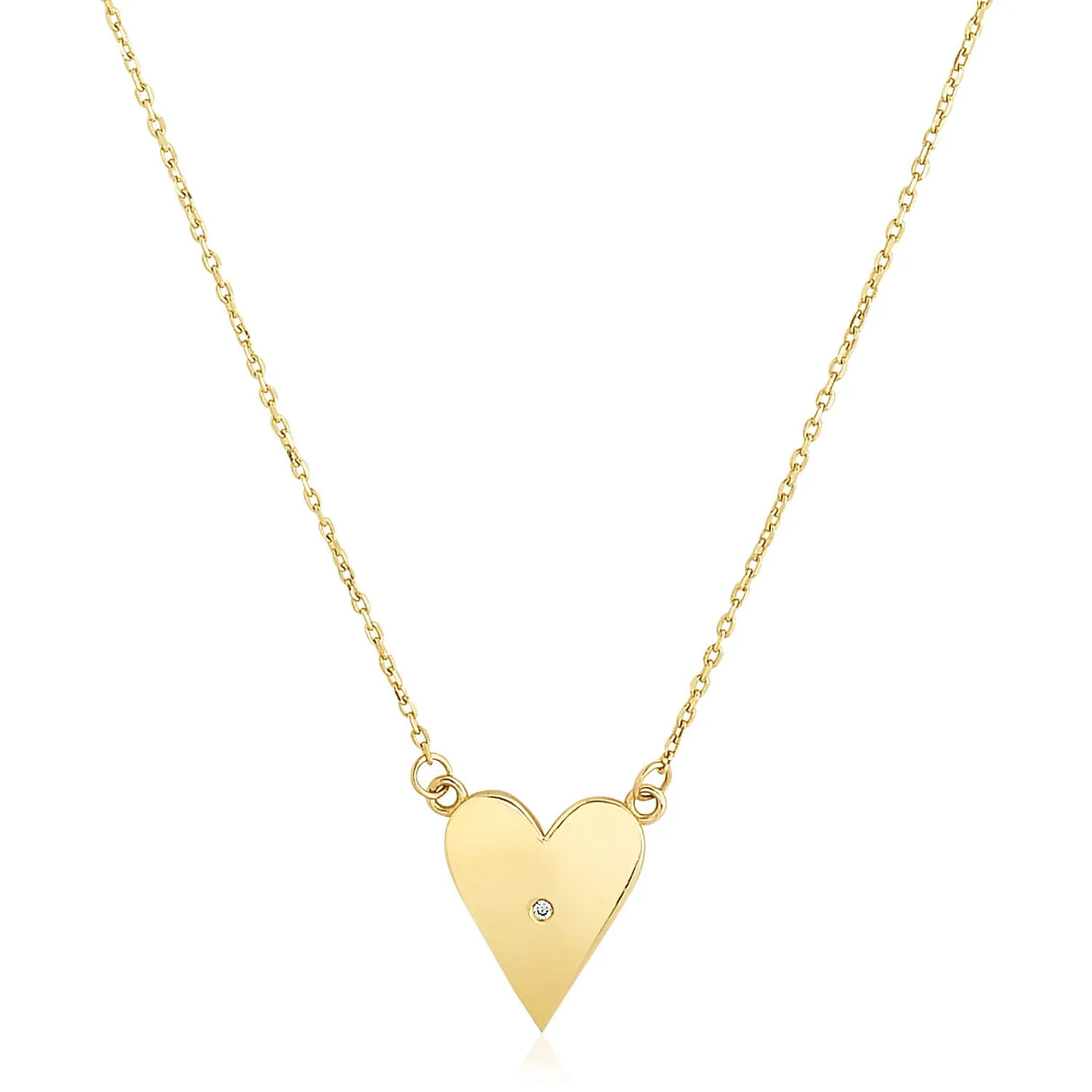 UD2 14k Yellow High Polish Elongated Heart Necklace Diamond Jewelry Product Category