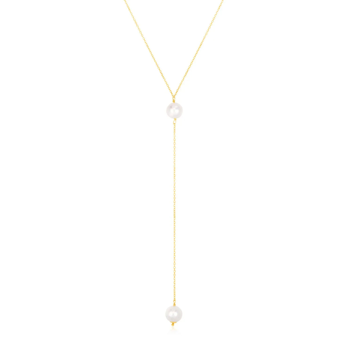 UD2 14k Yellow Gold Lariat Necklace with Pearls Elegant Pearl Necklaces Collection