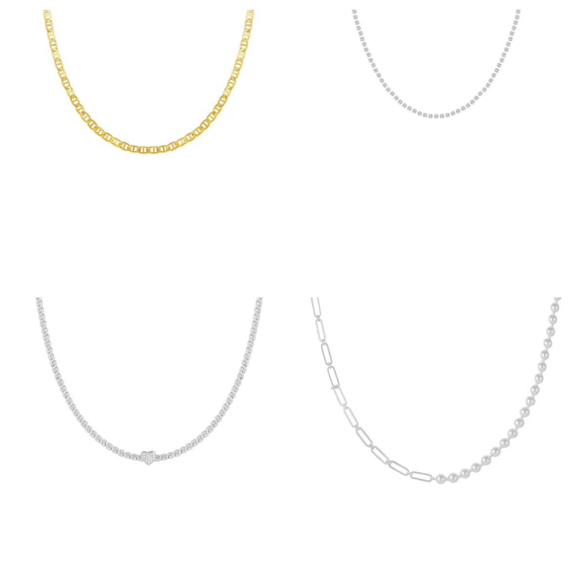 86 YORK Brand Classic Retro Simple Heart Zircon Necklace Collarbone Light Luxury Metal Chain Necklace for Women