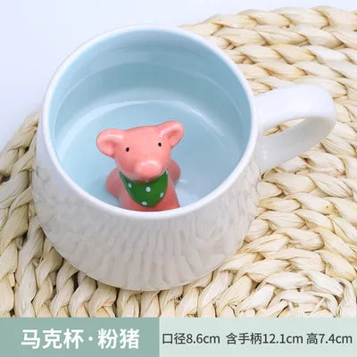 New Creative 3D Animal Ceramic Mug Mug Coffee Cup Cute Cartoon Christmas Mug Mug