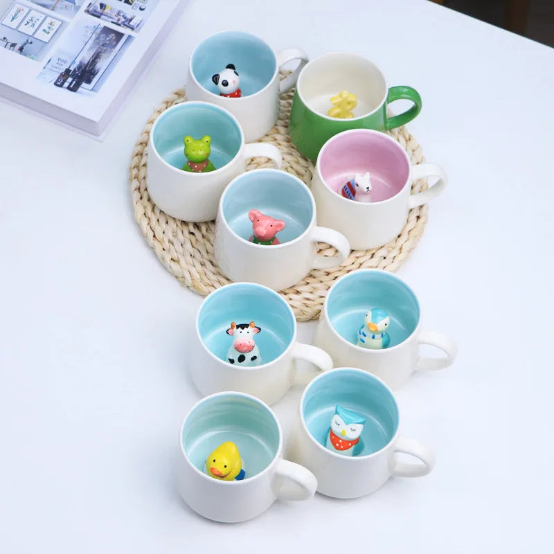 New Creative 3D Animal Ceramic Mug Mug Coffee Cup Cute Cartoon Christmas Mug Mug