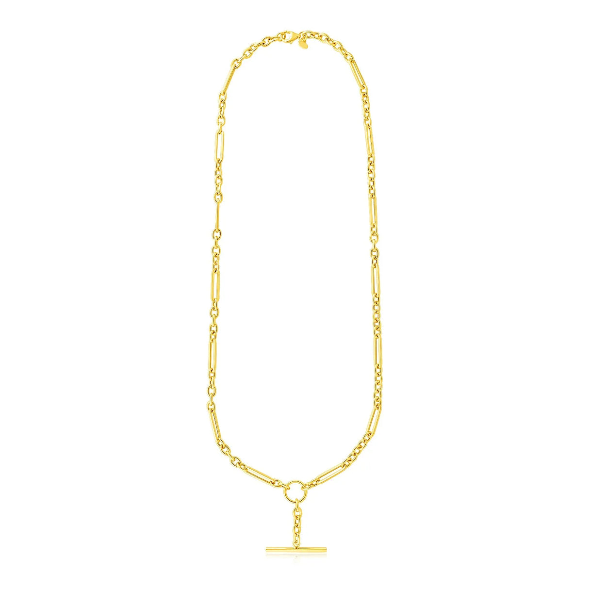 UD2 14k Yellow Gold Alternating Oval and Round Chain Necklace Toggle Shape Pattern