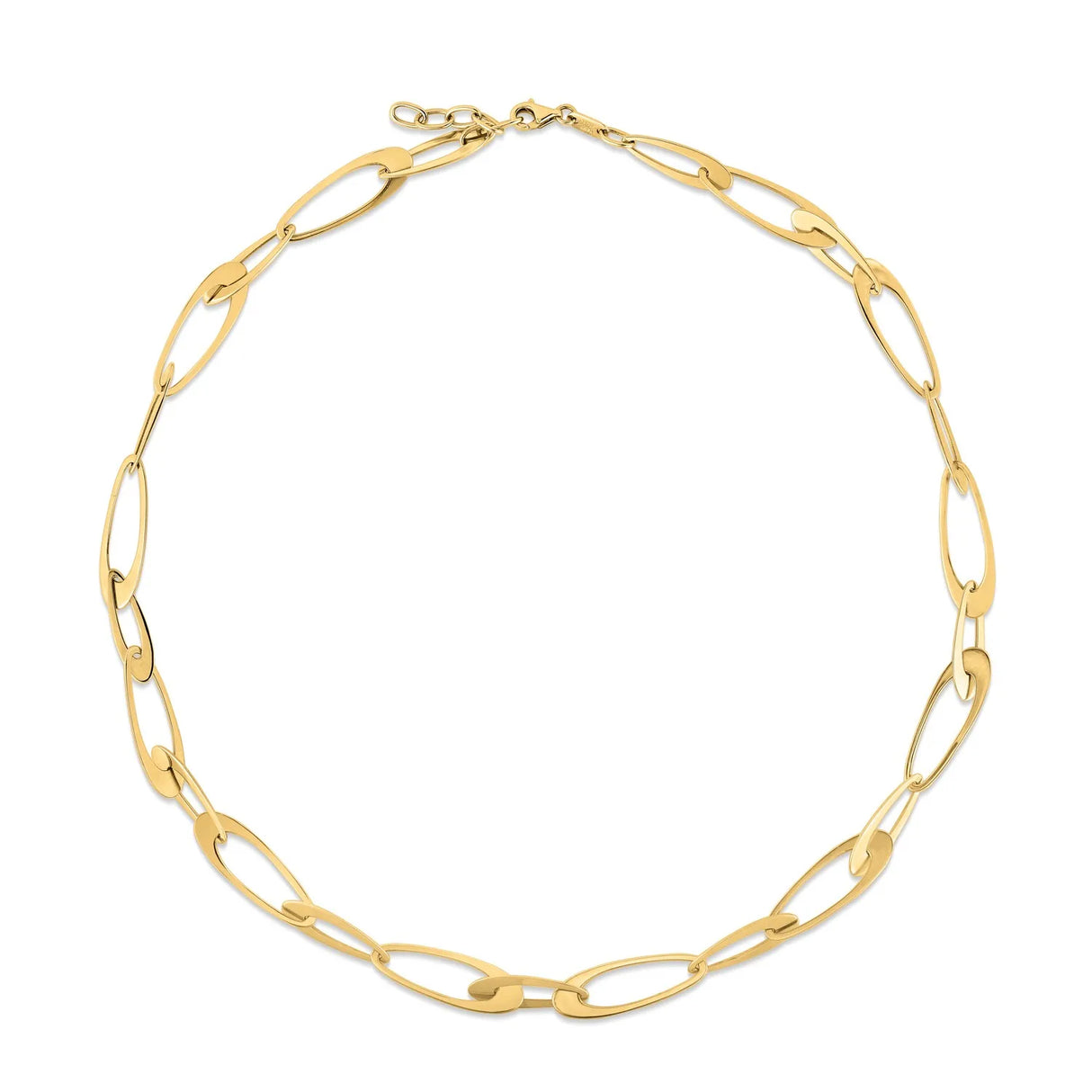 UD2 14K Yellow Italian Oval Links Necklace Fashion Layered Neckpiece