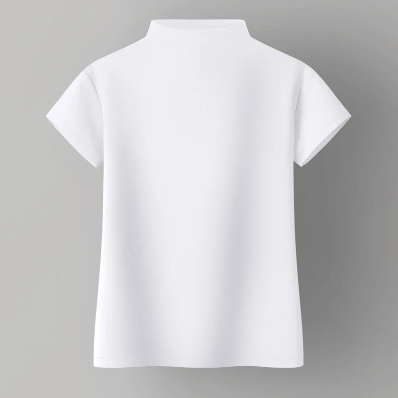 Women Sweetshirts Turtleneck shirts for womens Black White woman clothes Short sleeve Cotton Tees for girls  Basic Tops
