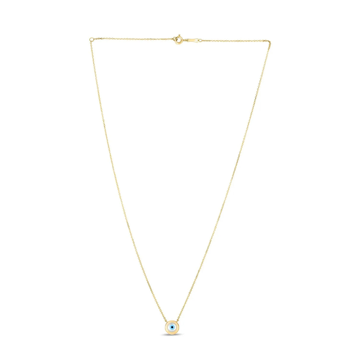 UD2 14k Yellow Gold Evil Eye Necklace with Mother of Pearl Fine Pendant & Charm