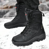 New Warm Plush Snow Boots Men Lace Up Casual High Top Men's Boots Waterproof Winter Boots Anti-Slip Ankle Boots Men's Work Boots