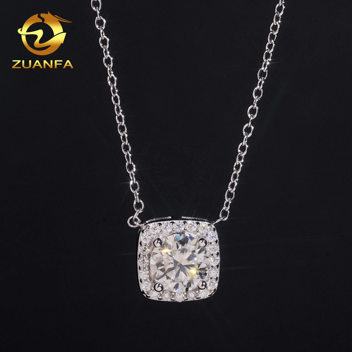 USA Local Stock Fashion Women Diamond Necklace Moissanite 925 Silver Halo Pendant  Necklace Iced Out Moissanite Necklace