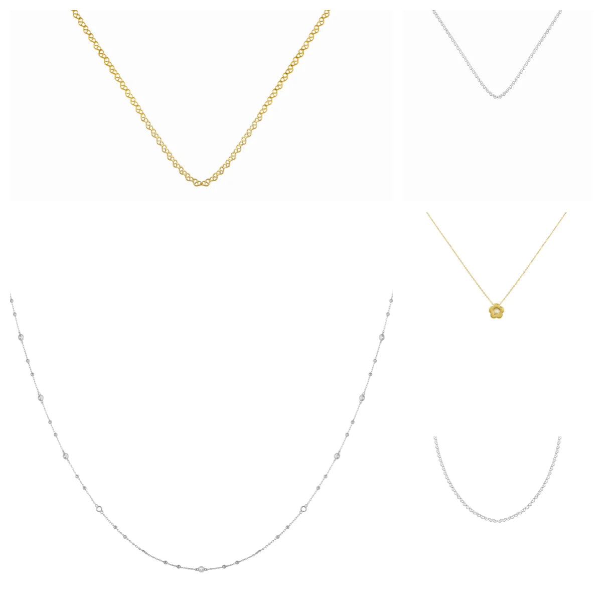86 YORK Brand Classic Simple Metal Link Chain Collection Collarbone Flower Necklace for Women Fashion Jewelry