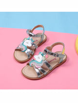 Unicorn girls sandals bright metallic kids girls sandals Adjustable customized fit princess summer shoes