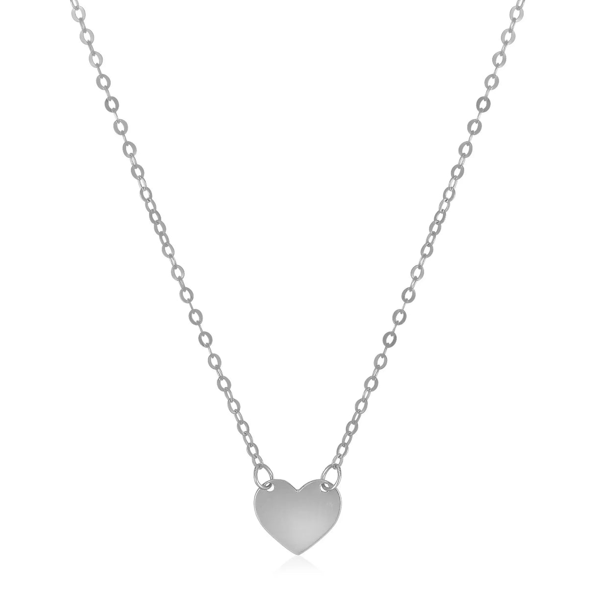 UD2 14k White Gold Polished Mini Heart Necklace Trendy Vintage Chains with Geometric Pattern Christian Religious Symbol Gift