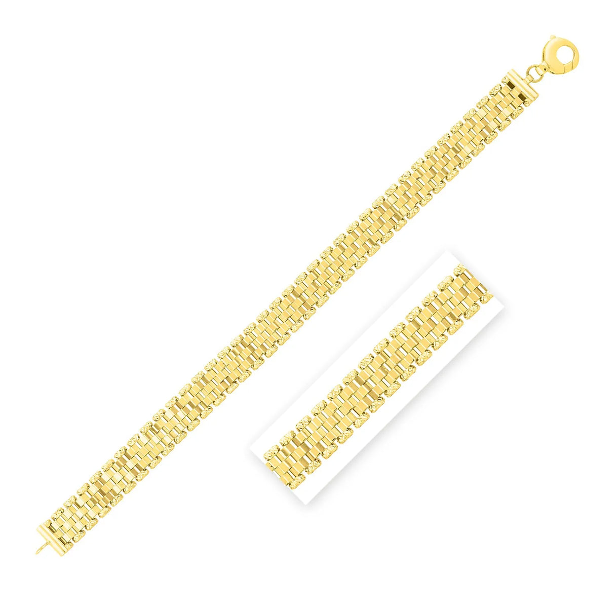UD2 14k Yellow Gold Faceted Panther Link Chain Bracelet Elegant Fine Chain & Link Bracelets