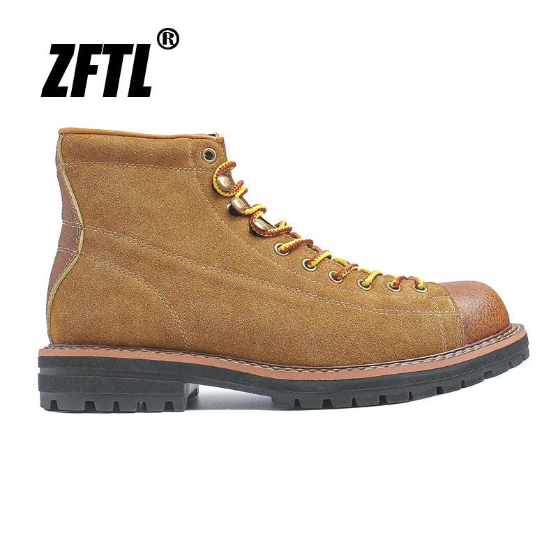 ZFTL Men's Boots Man Ankle Boots Casual Lace up Boots Male Handmade Sewing tooling boots Cow Leather Desert boots Men's 2025
