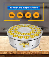 DS32R 32-Hole Commercial Gas Red Bean Cake & Burger Wheel Machine - Versatile Waffle & Pie Maker for Snack Preparation