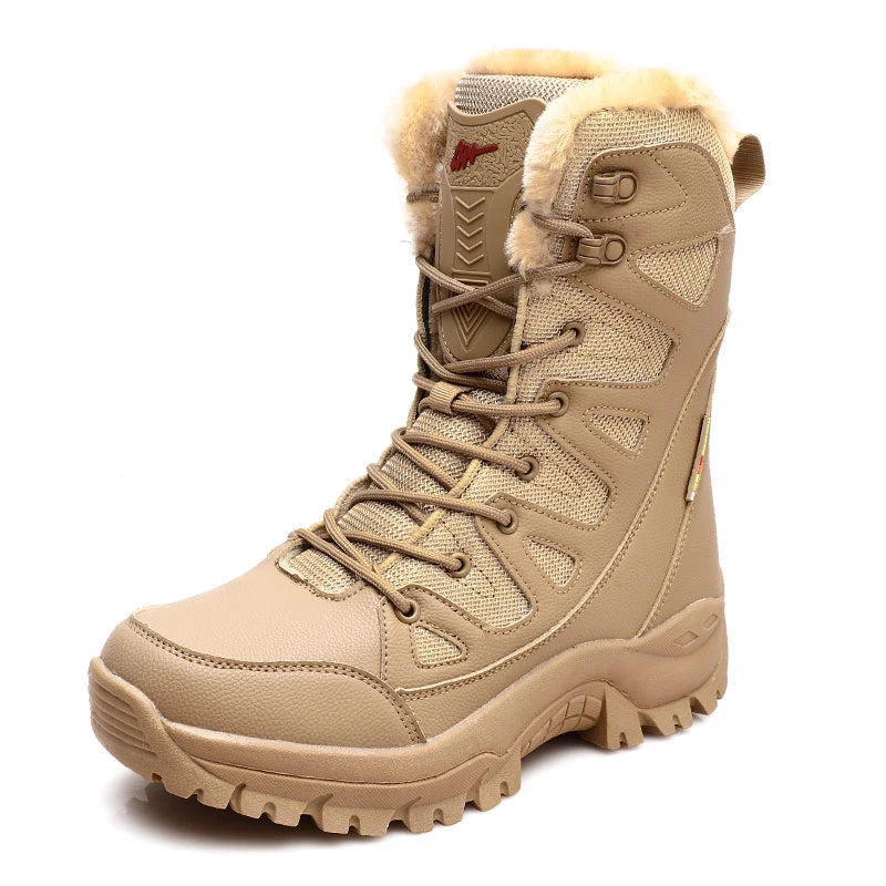 New Warm Plush Snow Boots Men Lace Up Casual High Top Men's Boots Waterproof Winter Boots Anti-Slip Ankle Boots Men's Work Boots