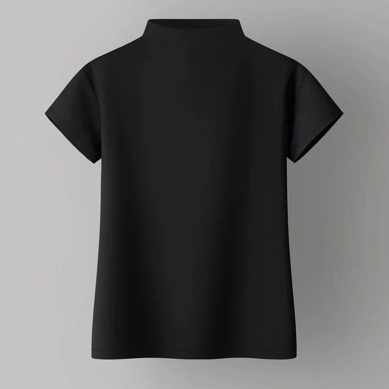 Women Sweetshirts Turtleneck shirts for womens Black White woman clothes Short sleeve Cotton Tees for girls  Basic Tops