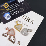 USA Stock Fine Jewelry Hip Hop VVS Diamond Necklace Solid 925 Sterling Silver Moissanite Iced Out Heart Pendant