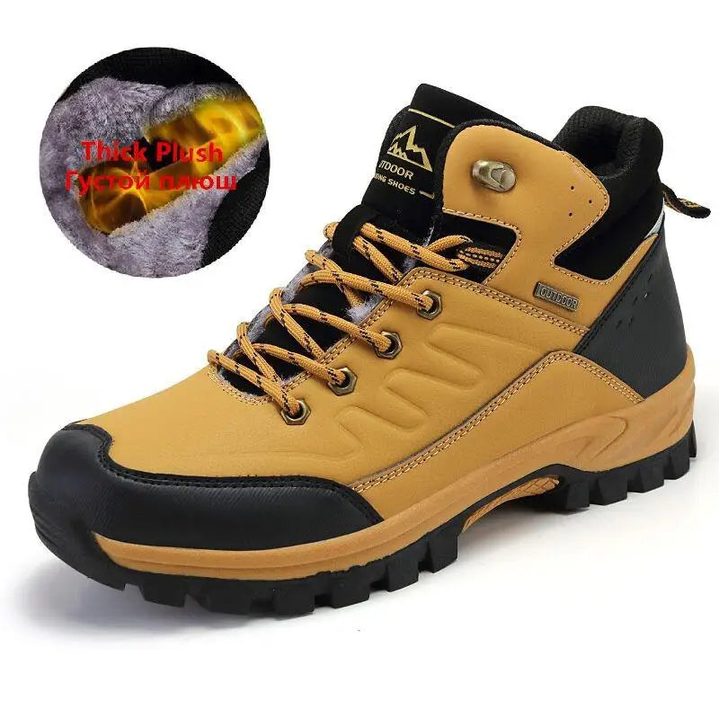 Brand Winter Snow Boots Warm Plush Men's Boots Outdoor Non-slip Hiking Boots Waterproof Men's Ankle Boots Walking Boots Size 47