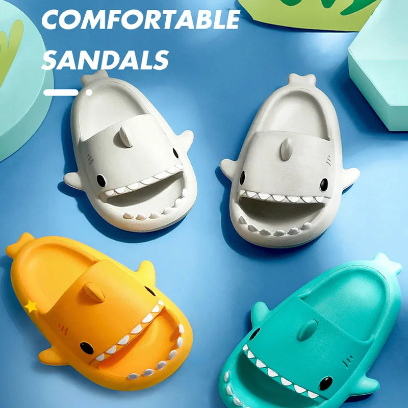 Children Slippers Cartoon Shark Sandals Summer Boys Girls Baby Kids Shoes Soft Sole Anti-Slip