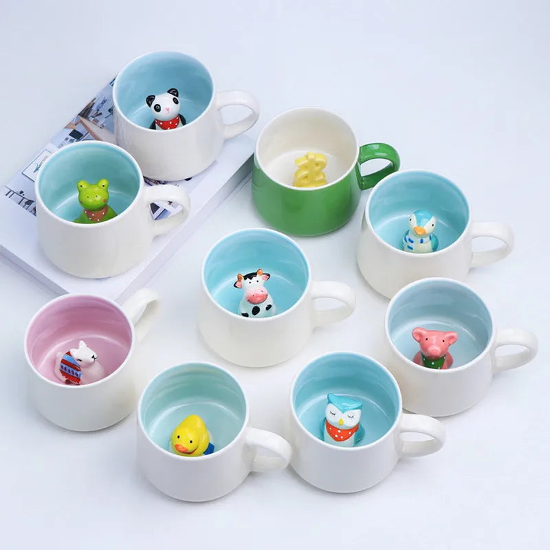 New Creative 3D Animal Ceramic Mug Mug Coffee Cup Cute Cartoon Christmas Mug Mug