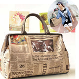 Women Charming Handbag Retro Newspapers Print Shoulder Tote Bags For Women 2024