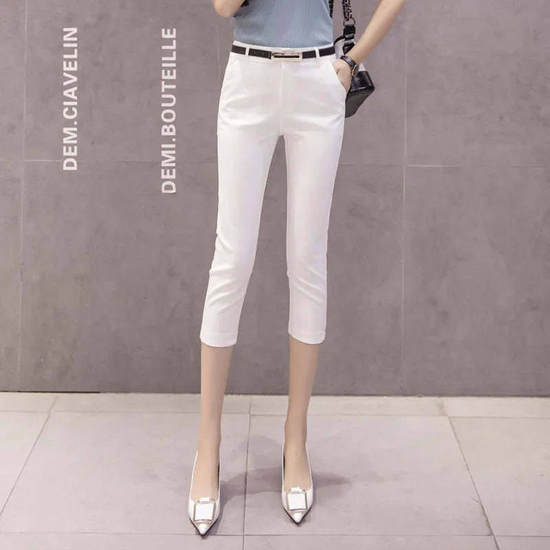 Pants For Women Trousers Summer High Elasticity Office Lady Pant Capri 2019 New Fashion Formal Trouser For Ladies Pencil Pants
