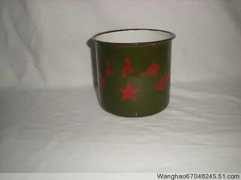 serve the people mug classic army green handgrip metal carbon steel Traditional Chinese mug Enamel mug Antique mug