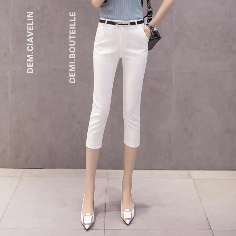 Pants For Women Trousers Summer High Elasticity Office Lady Pant Capri 2019 New Fashion Formal Trouser For Ladies Pencil Pants