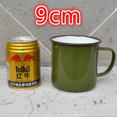 serve the people mug classic army green handgrip metal carbon steel Traditional Chinese mug Enamel mug Antique mug