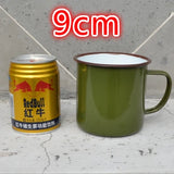 serve the people mug classic army green handgrip metal carbon steel Traditional Chinese mug Enamel mug Antique mug