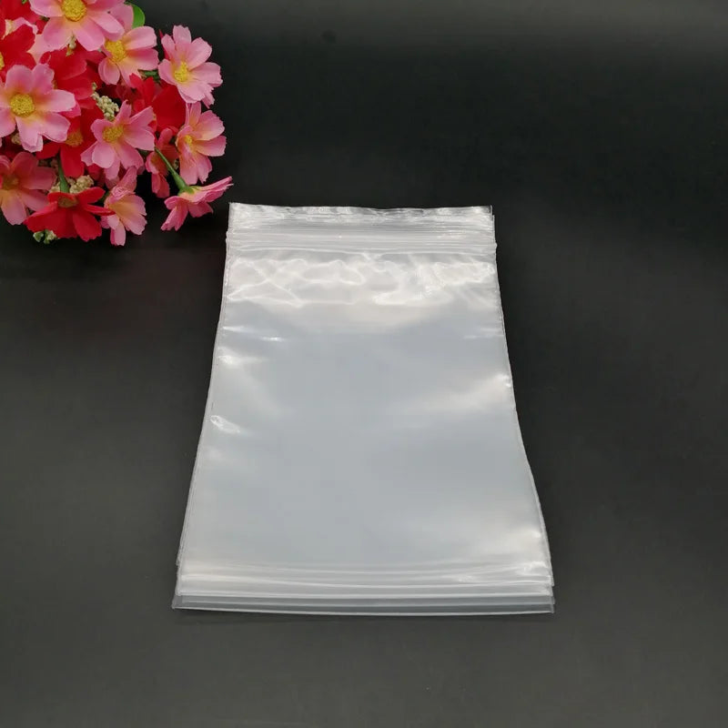 500pcs White Plastic Zip Lock Plastic Bags PE Ziplock Bags Clear Storage Bag Gift Packaging Bags Reclosable Ziplock Bag Pouches