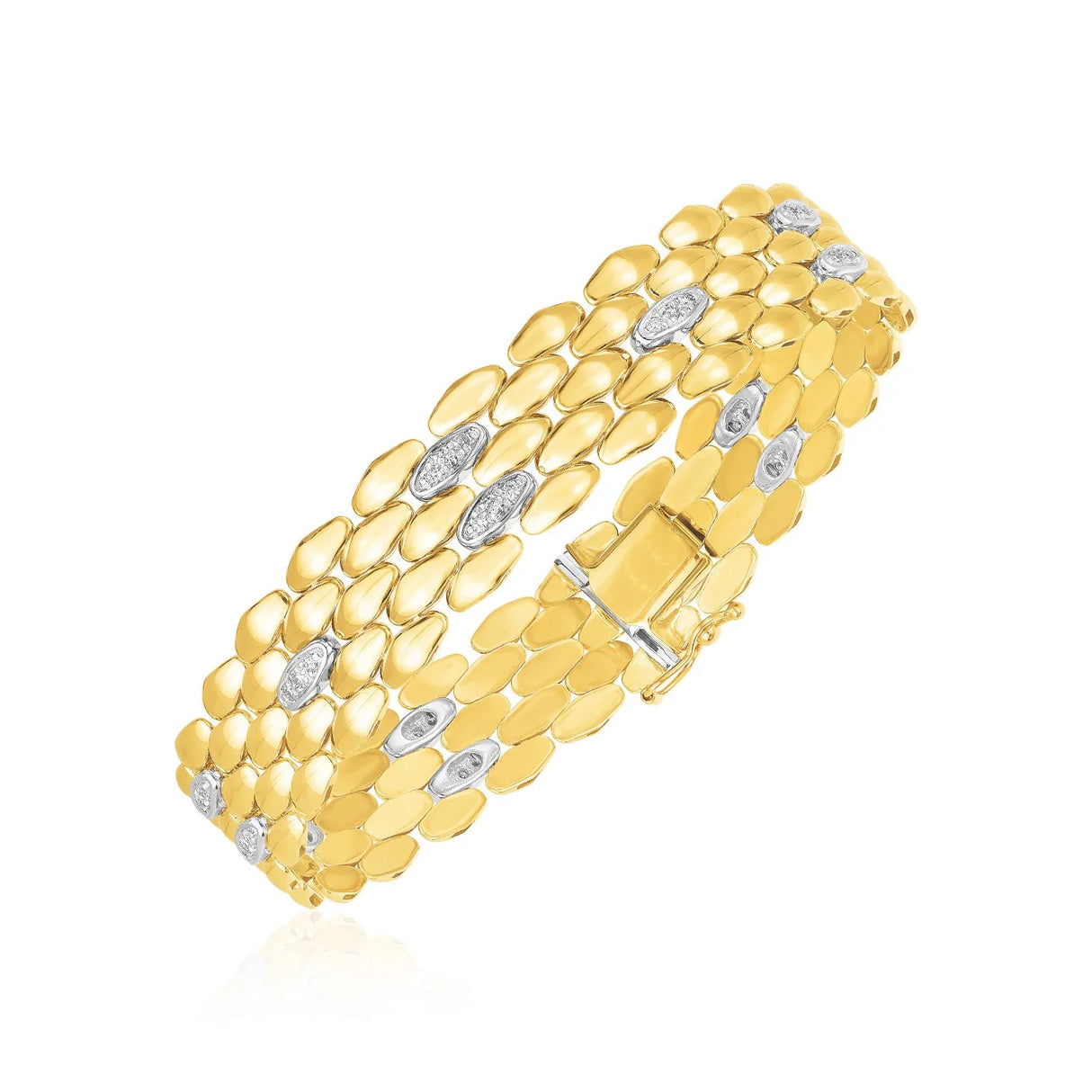 UD2 14k Two Tone Gold High Polish Diamond Panther Bracelet 12mm Diamond Bracelets & Bangles