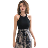 HELIAR Women Black Y2K Crop Tops Knitted Off Shoulder Tank Tops Female O-Neck Elastic Solid Elegant Tops Women 2024 Summer