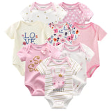 8 PCS/lot summer short sleeve baby boy bodysuit baby boy jumpsuit set ropa bebe baby boy clothes