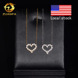 USA Local Stock Fast Shipping Small Heart Charms 925 Silver Moissanite Pass Diamond Test Gold Plated Heart Necklace for Women