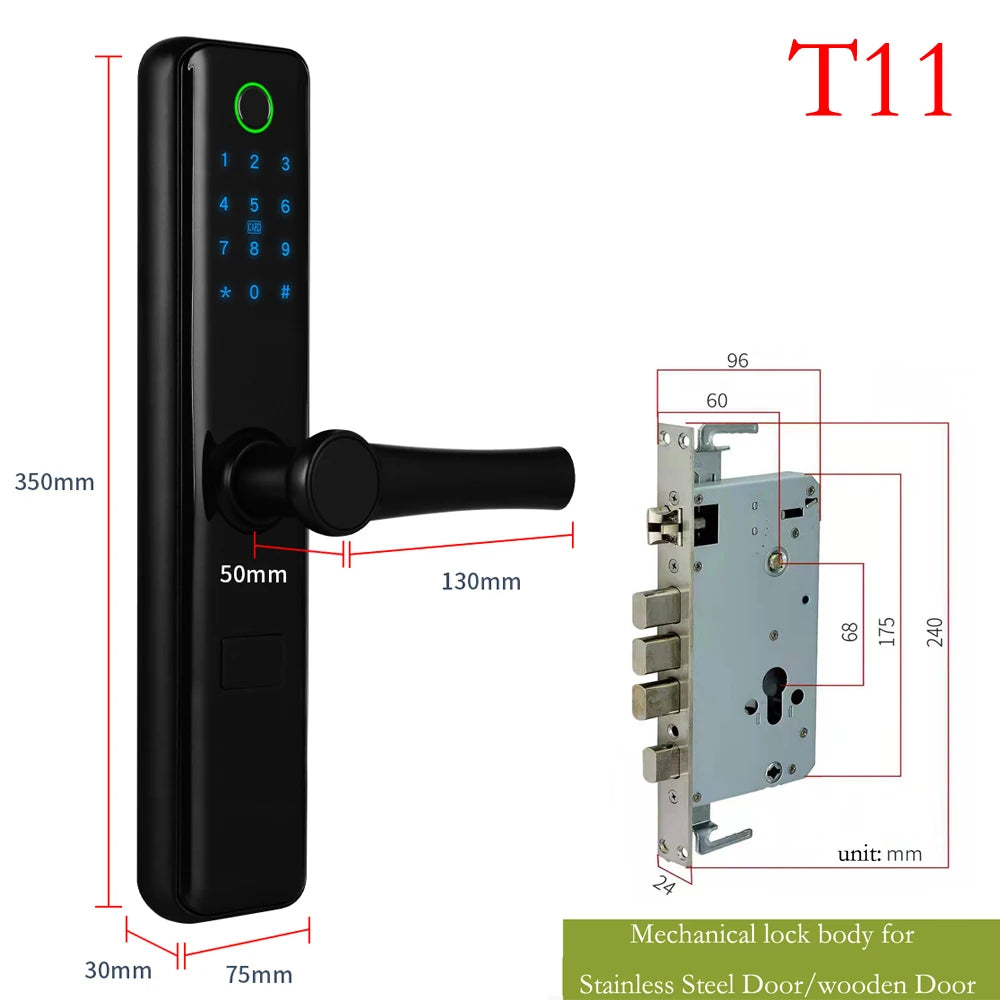 Smart Hotel Handle Lock Fingerprint Bluetooth Commercial Access Control Password RFID 13.56MHz TTLock Electronic digitalsecurity