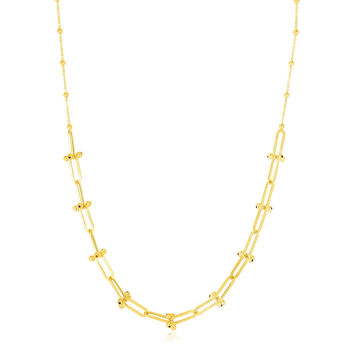 UD2 14k Yellow Gold Beaded U-Link Chain Necklace Fine Beaded Necklaces Product