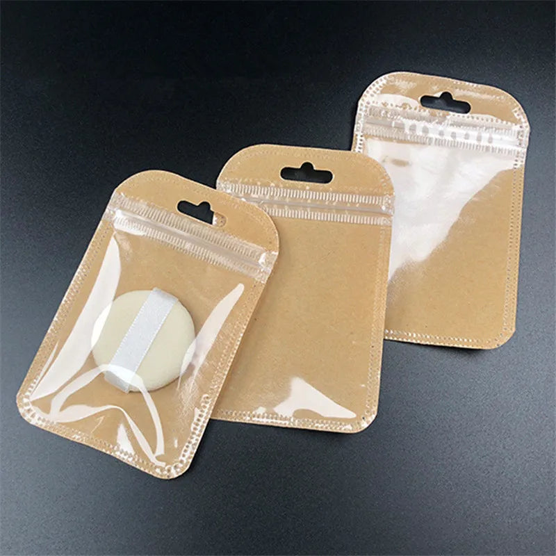 5000Pcs/Lot 7*11cm Small Kraft Paper Ziplock Bag Jewelry Zip Zipped Lock Reclosable Poly Bags Clear Mini Thick Pouch