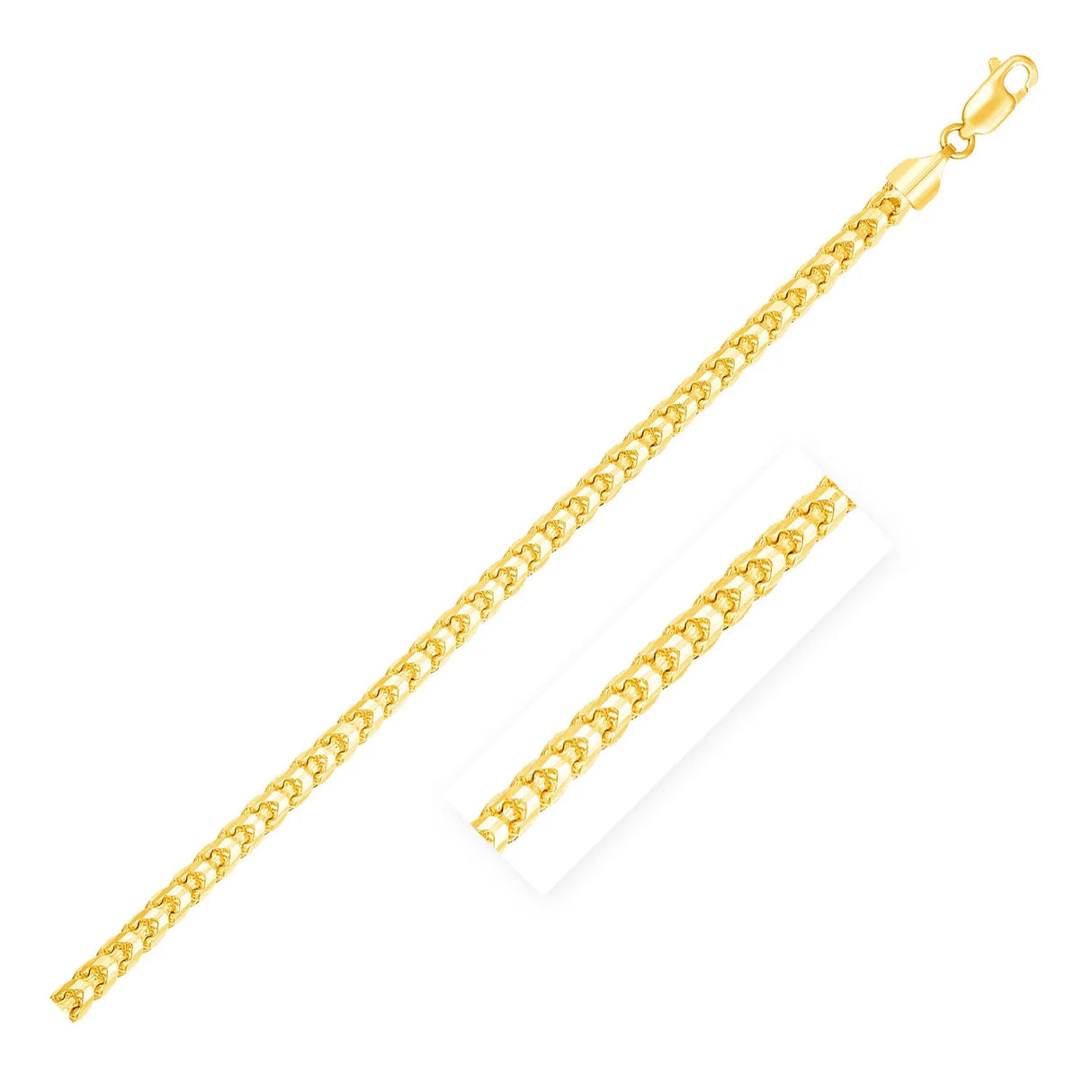 UD2 4.0mm 14k Yellow Gold Solid Diamond Cut Round Franco Bracelet Elegant Diamond Bracelets & Bangles