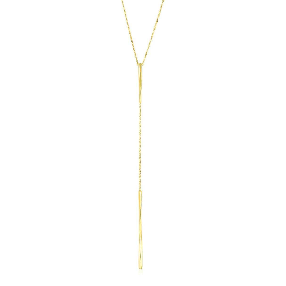 UD2 14k Yellow Gold Lariat Necklace Fashion Polished Twisted Bars Design