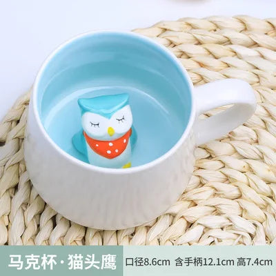 New Creative 3D Animal Ceramic Mug Mug Coffee Cup Cute Cartoon Christmas Mug Mug