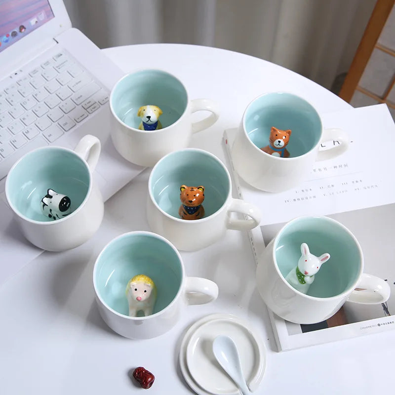 New Creative 3D Animal Ceramic Mug Mug Coffee Cup Cute Cartoon Christmas Mug Mug