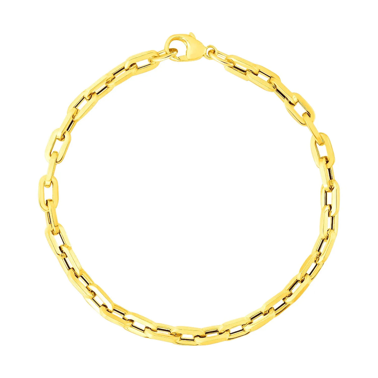 UD2 14k Yellow Gold 7 1/2 Inch Bracelet Paperclip Chain with Three Diamond Links Elegant Diamond Bracelets & Bangles