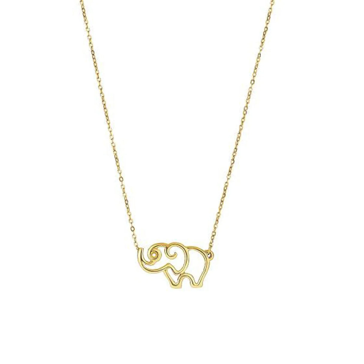 UD2 14k Yellow Gold Elephant Pendant Necklace Fashion Layered Jewelry