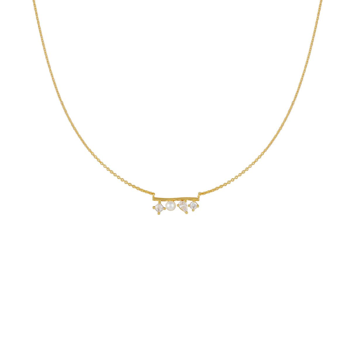86 YORK Brand Classic Simple Star Pearl Necklace Collarbone Fashion Metal Chain Necklace for Women