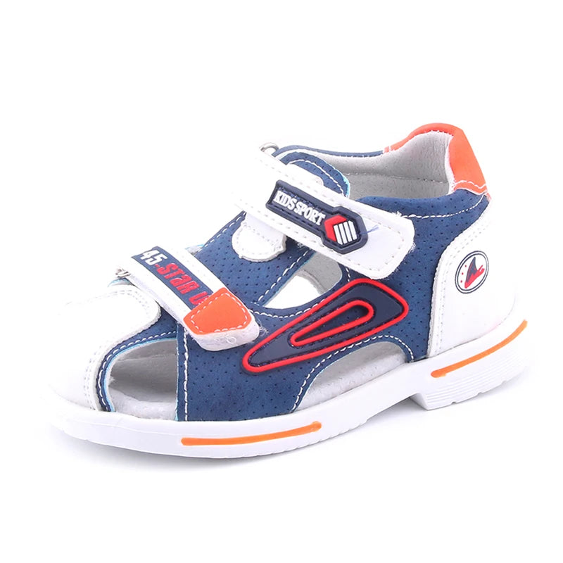 2024 summer kids shoes brand closed toe toddler boys sandals orthopedic sport pu leather baby boys sandals shoes