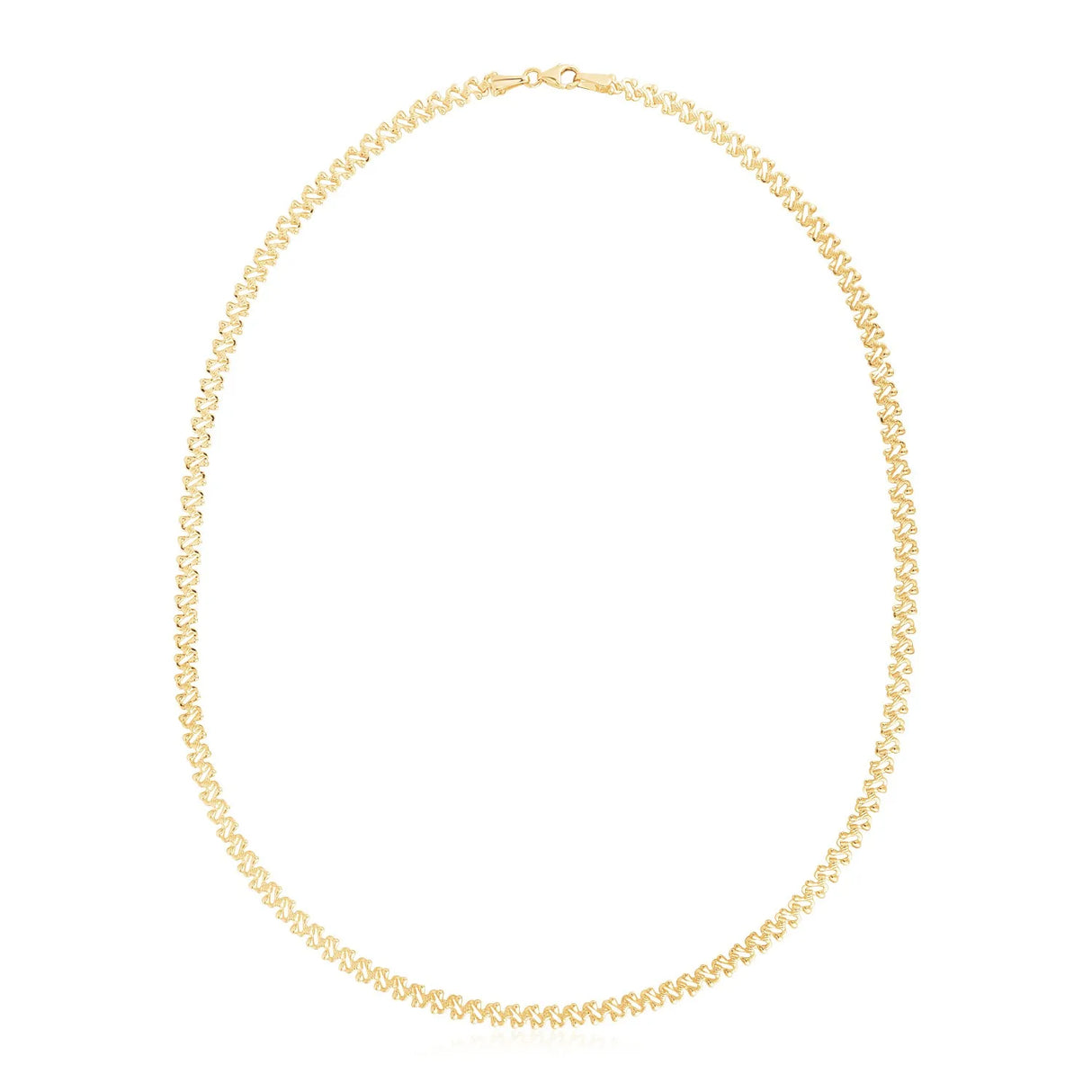 UD2 14k Yellow Gold High Polish Fancy Chain Necklace 4mm Textured Style Fashionable Jewelry Accessory