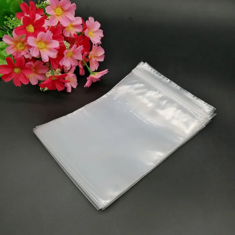 500pcs White Plastic Zip Lock Plastic Bags PE Ziplock Bags Clear Storage Bag Gift Packaging Bags Reclosable Ziplock Bag Pouches